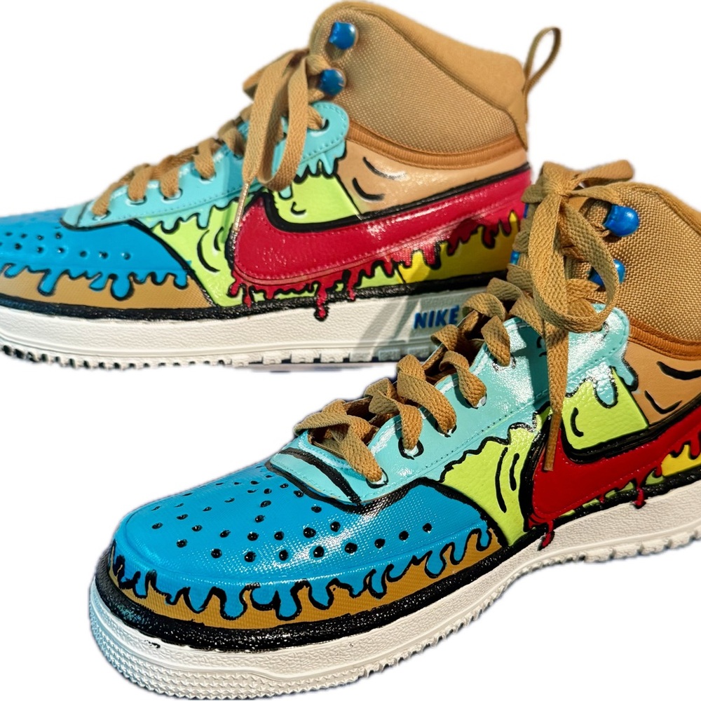 Nike Court Vision Sneakers with Graffiti Design Size 8 Mens New custom comic - Picture 1 of 11